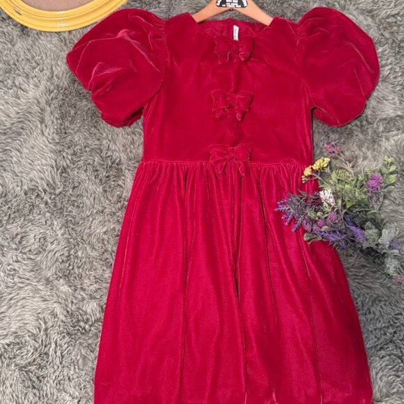 Adorable Janie and Jack deep red velvet dress — size 12 - Picture 2 of 8